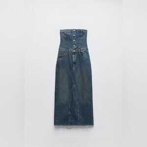 Zara Denim Midi Dress Size Medium
